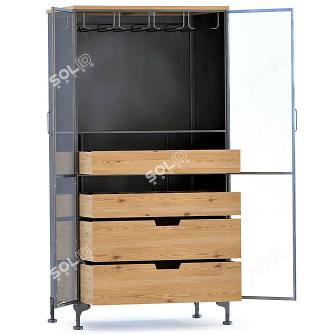 Industrial Wine Cabinet: Refugio 119cm 3D model image 2