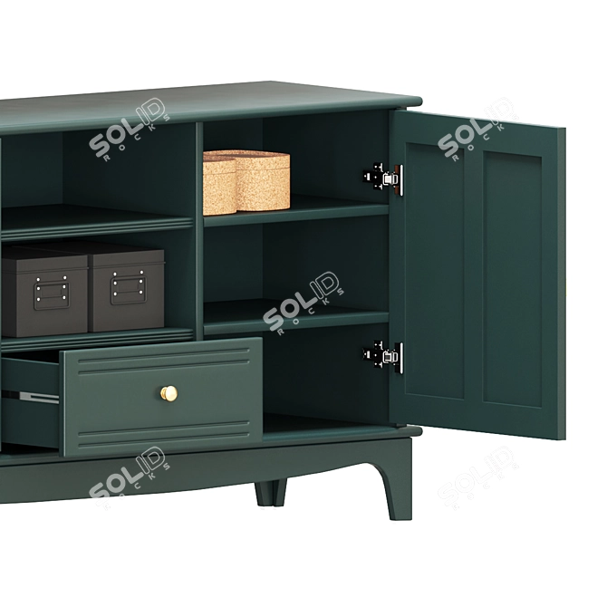 Stylish Lommarp TV Unit: Light Beige & Dark Blue-Green 3D model image 3