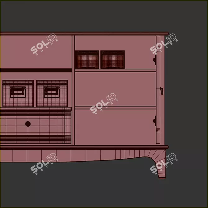 Stylish Lommarp TV Unit: Light Beige & Dark Blue-Green 3D model image 5