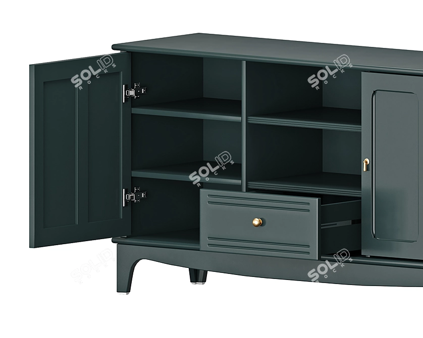 Stylish Lommarp TV Unit: Light Beige & Dark Blue-Green 3D model image 6