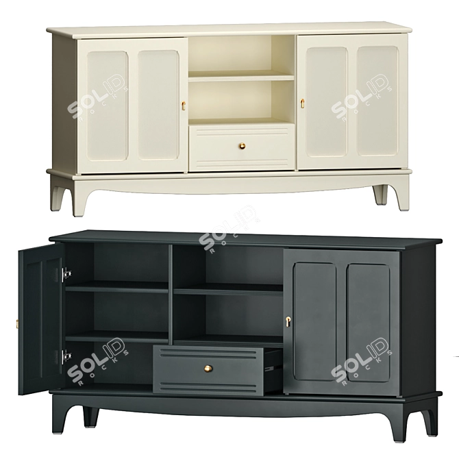 Stylish Lommarp TV Unit: Light Beige & Dark Blue-Green 3D model image 7