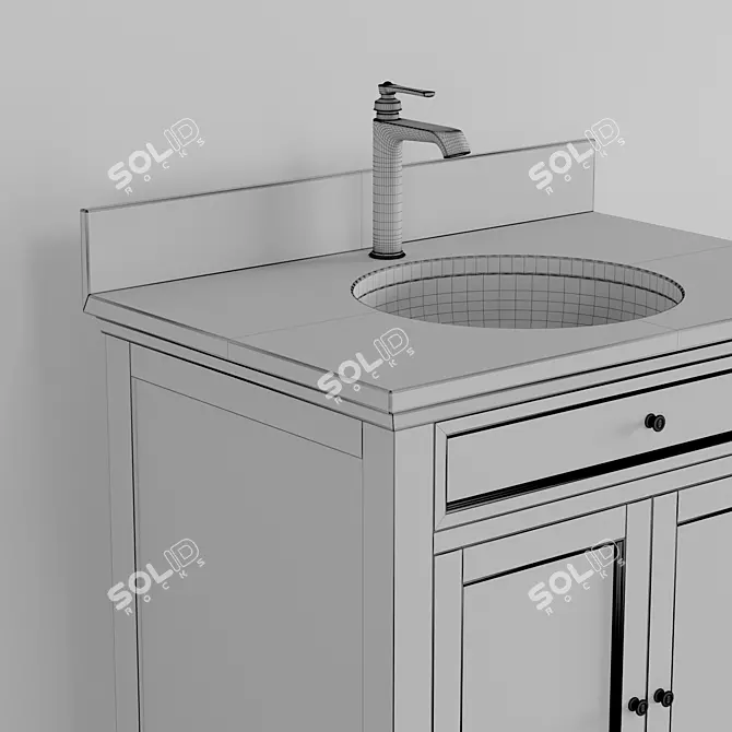 Vintage Navy Blue Keller Double Vanity 3D model image 5