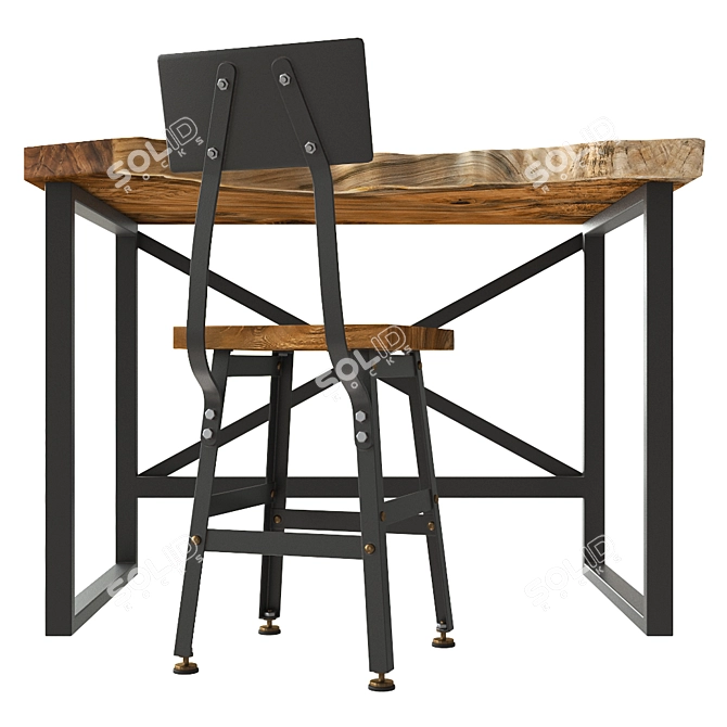Contemporary Slab Table Set 3D model image 4