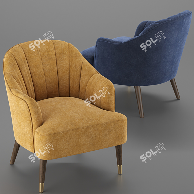 Leicester Marine Blue Velvet Armchair 3D model image 1