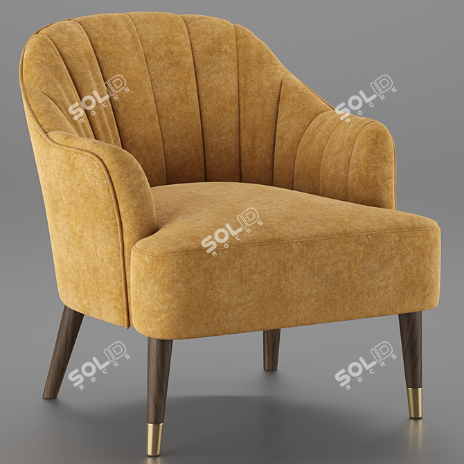 Leicester Marine Blue Velvet Armchair 3D model image 2