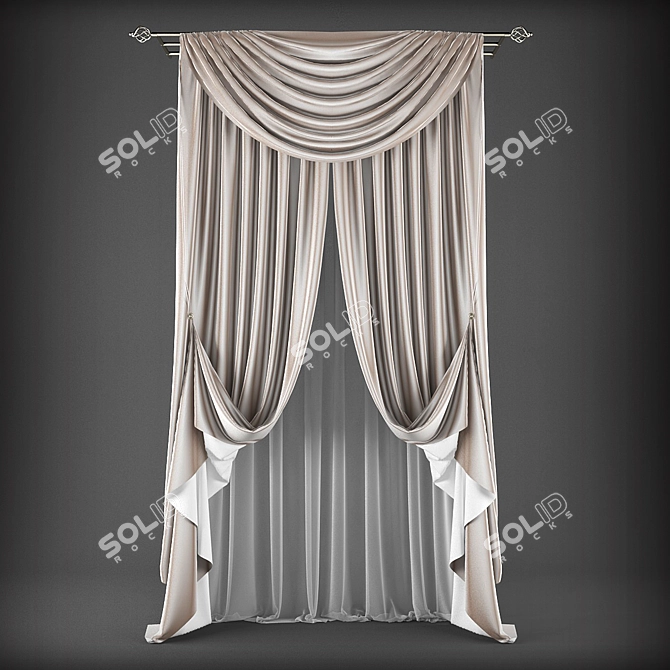 Elegant Polys Curtains 3D model image 1