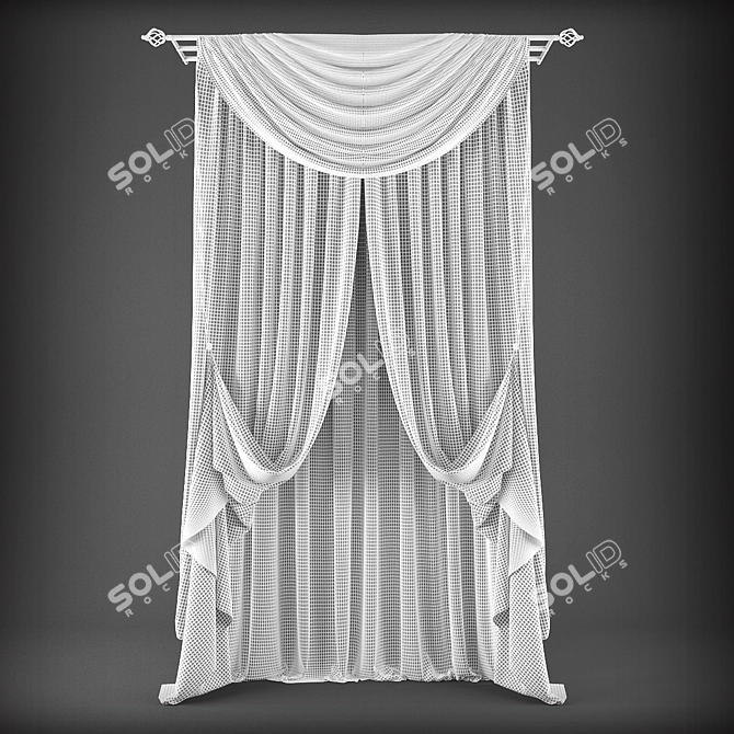 Elegant Polys Curtains 3D model image 2