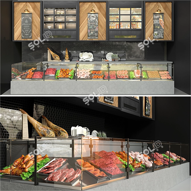 Title: Gourmet Showcase: Meat, Sausage & Jamón 3D model image 1