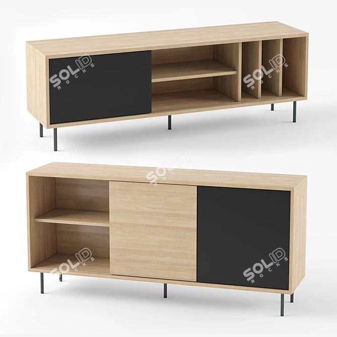 Scandinavian Style TV Bench & Sideboard 3D model image 1