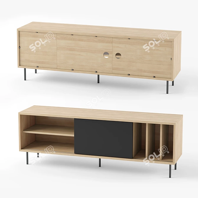 Scandinavian Style TV Bench & Sideboard 3D model image 2