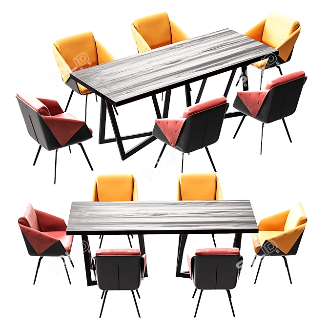 Modern 4union Dining Set 3D model image 1