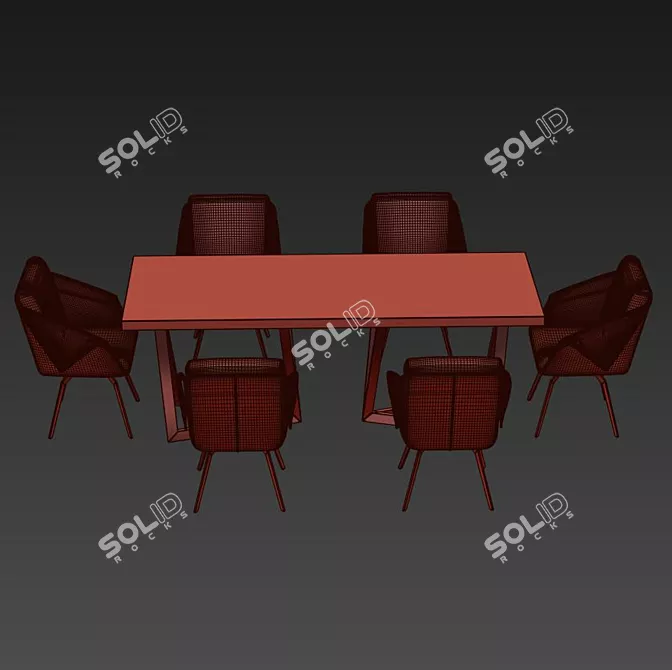 Modern 4union Dining Set 3D model image 3