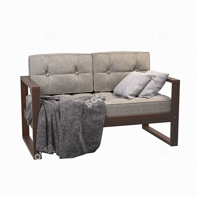 Small Wood and Textile Sofa 3D model image 1