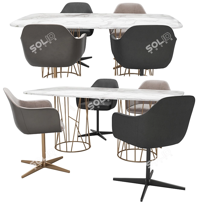 Modern Marelli Dining Set 3D model image 3