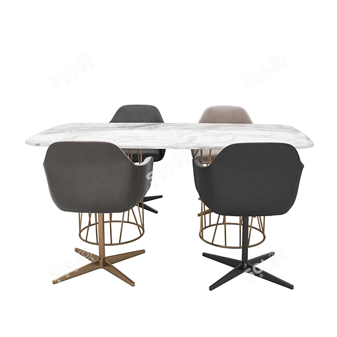 Modern Marelli Dining Set 3D model image 4