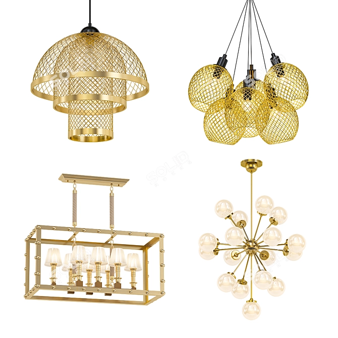 Modern Chandelier Collection - Set of 36 3D model image 1