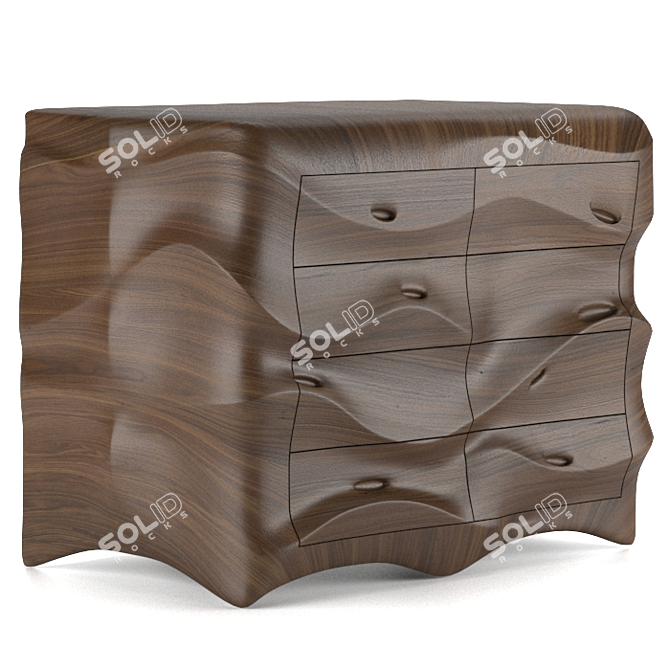 Wave Modern Chest Drawers 3D model image 1