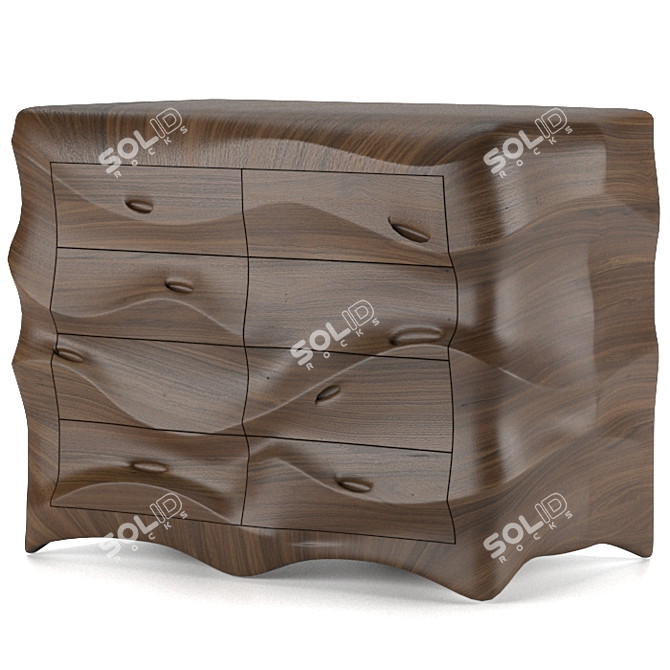 Wave Modern Chest Drawers 3D model image 3