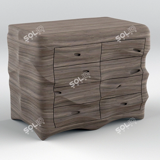 Wave Modern Chest Drawers 3D model image 7