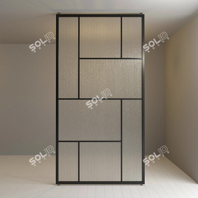 Title: Customizable Glass Partition with Refined Metal Design 3D model image 2