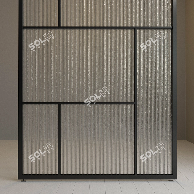 Title: Customizable Glass Partition with Refined Metal Design 3D model image 3