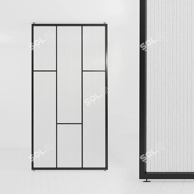 Versatile Glass Partition: Stationary & Pivot Door 3D model image 1