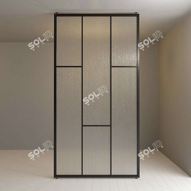 Versatile Glass Partition: Stationary & Pivot Door 3D model image 2
