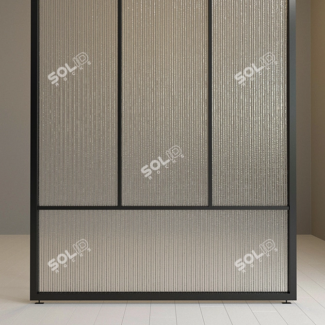 Versatile Glass Partition: Stationary & Pivot Door Options 3D model image 3