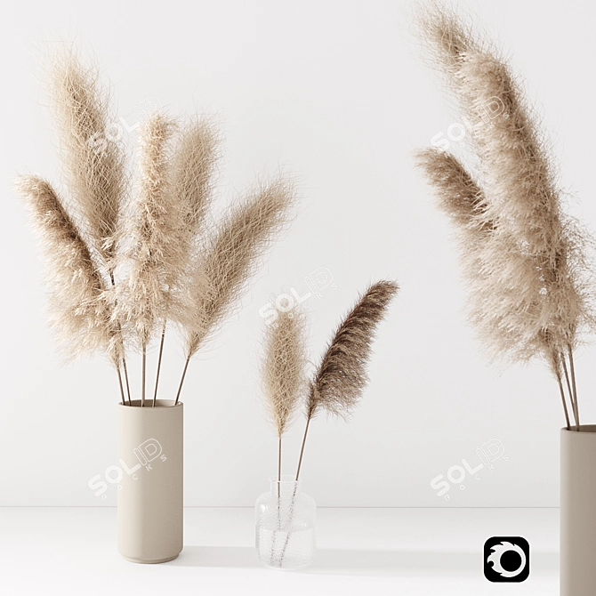 Natural Pampas Grass Bouquet 3D model image 1