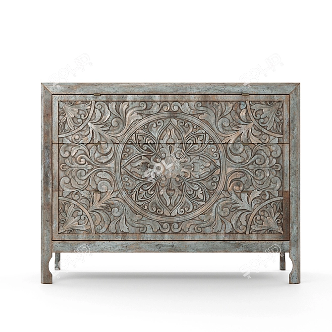 Lockhart Three-Drawer Chest: Rustic Elegance for Your Home 3D model image 8