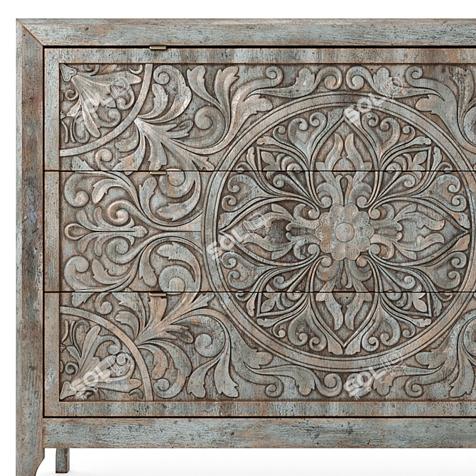 Lockhart Three-Drawer Chest: Rustic Elegance for Your Home 3D model image 11