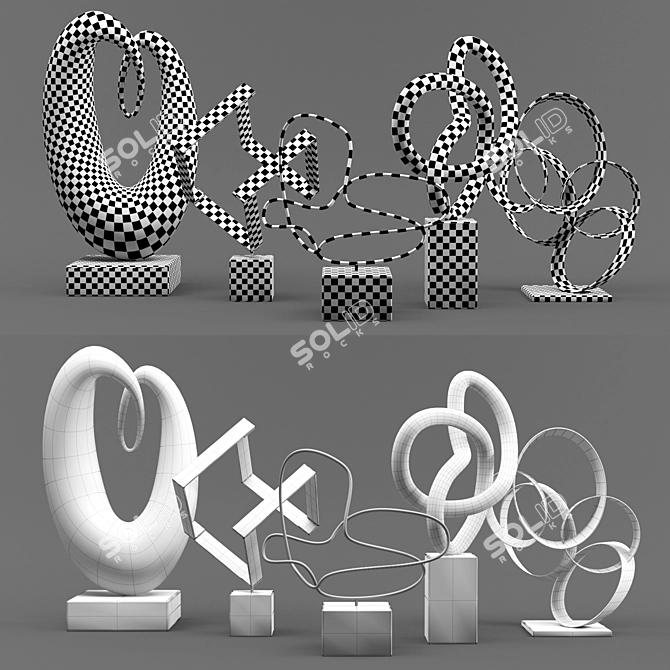 Abstract Decor Set: Sculptural Collection 3D model image 3