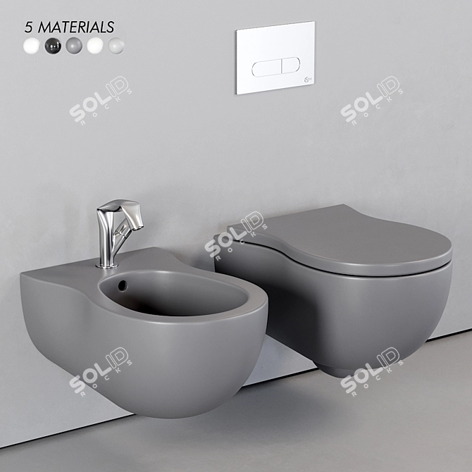 Flaminia Pinch Wall-Hung WC&Bidet 3D model image 1