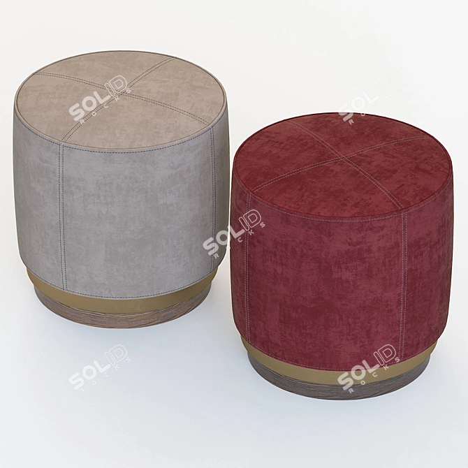 Vibrant Red Stool: A Statement Piece 3D model image 2