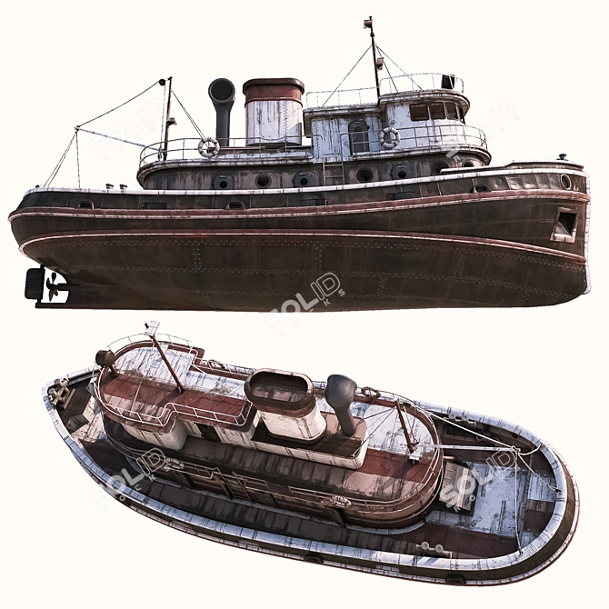 Authentic Abandoned Boat 3D model image 3