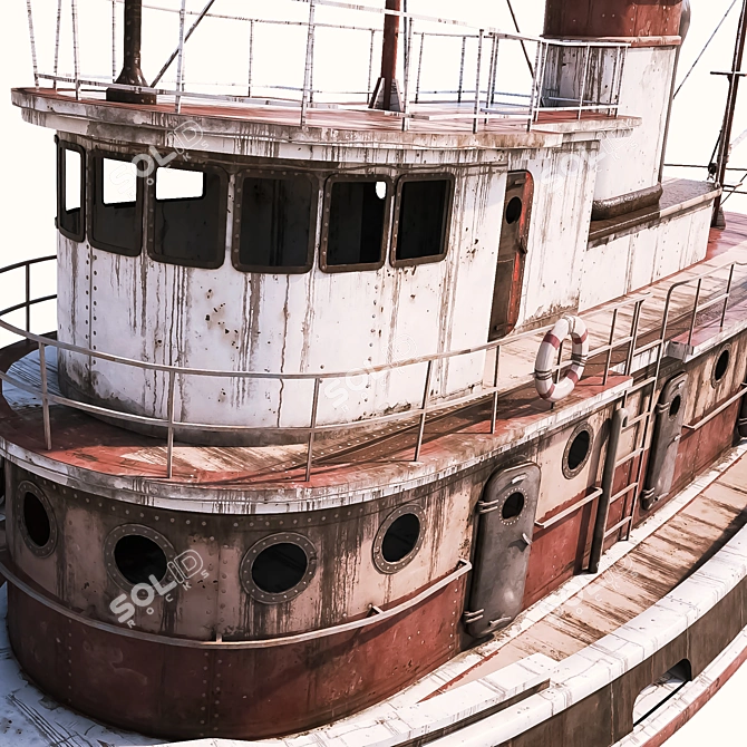 Authentic Abandoned Boat 3D model image 4