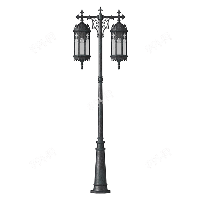 Elegant Forged Street Lamp 3D model image 1