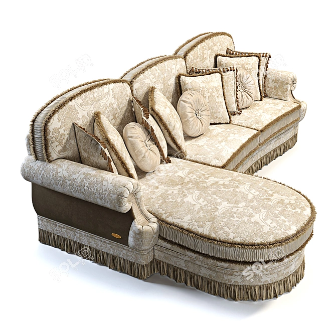 Luxurious Nicca Sofa with Ottoman 3D model image 2