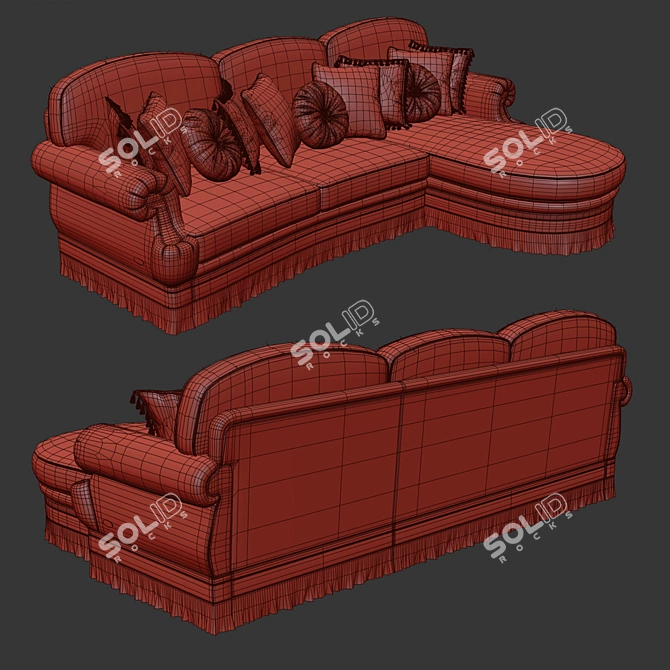 Luxurious Nicca Sofa with Ottoman 3D model image 3