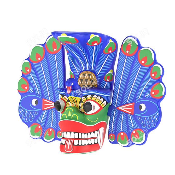 Sri Lankan Mayura Raksha Mask: Traditional Peaceful Prosperity 3D model image 1