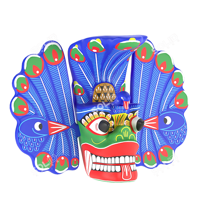 Sri Lankan Mayura Raksha Mask: Traditional Peaceful Prosperity 3D model image 2