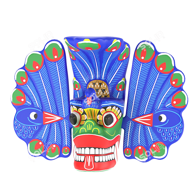 Sri Lankan Mayura Raksha Mask: Traditional Peaceful Prosperity 3D model image 3