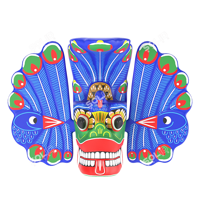 Sri Lankan Mayura Raksha Mask: Traditional Peaceful Prosperity 3D model image 4