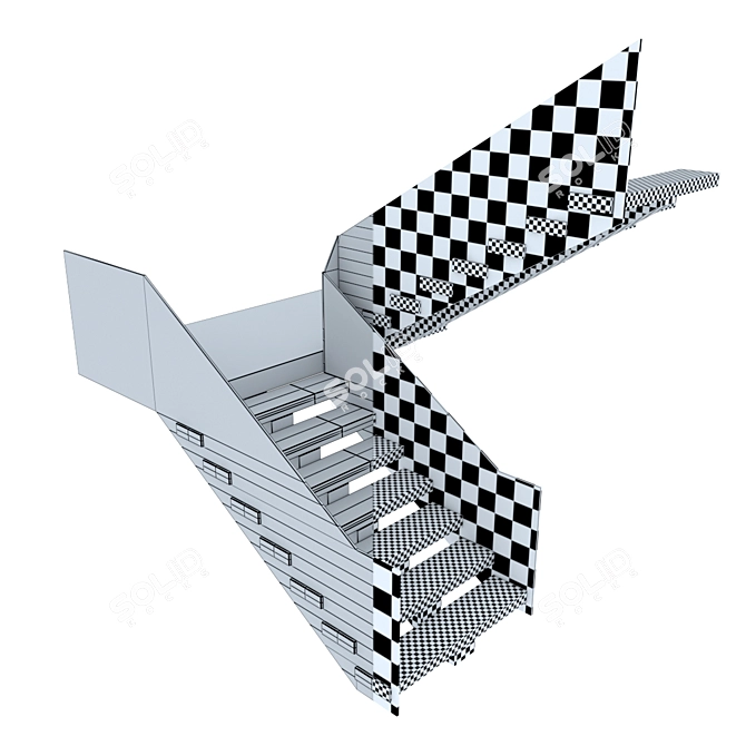 Contemporary Wooden Staircase 3D model image 3