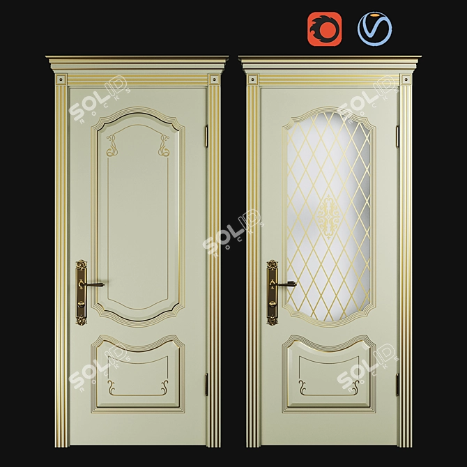 VIVA Classic Doors: Solid & Glass 3D model image 1