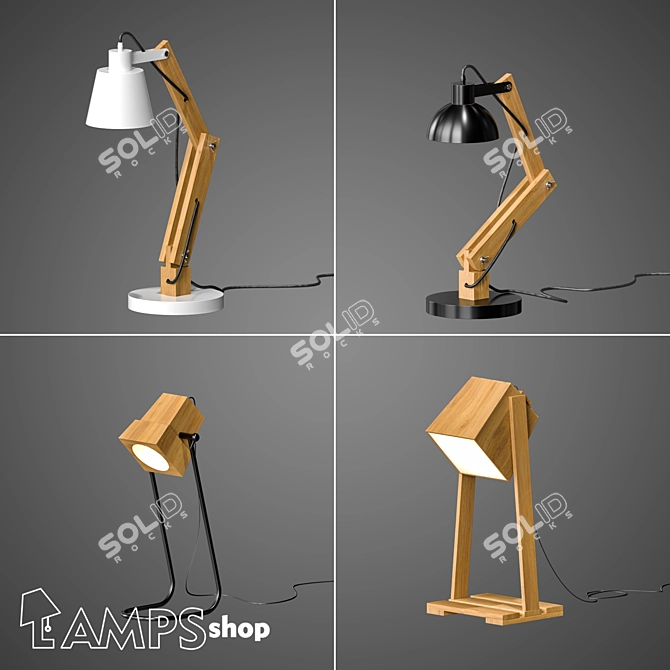 Natural Wood Table Lamps 3D model image 1