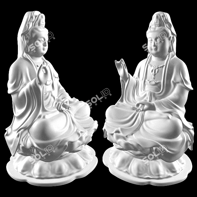 Divine Serenity: Avalokitesvara Statue 3D model image 3