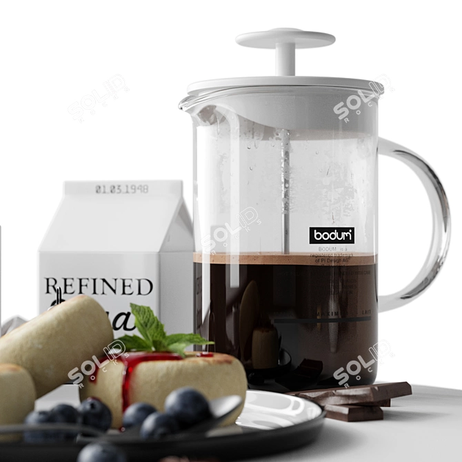 Sleek Coffee Set for 4 3D model image 3