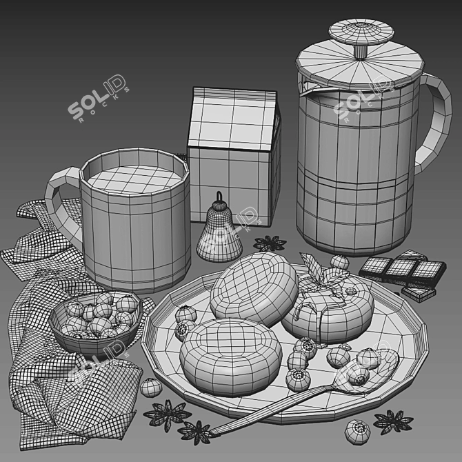 Sleek Coffee Set for 4 3D model image 5