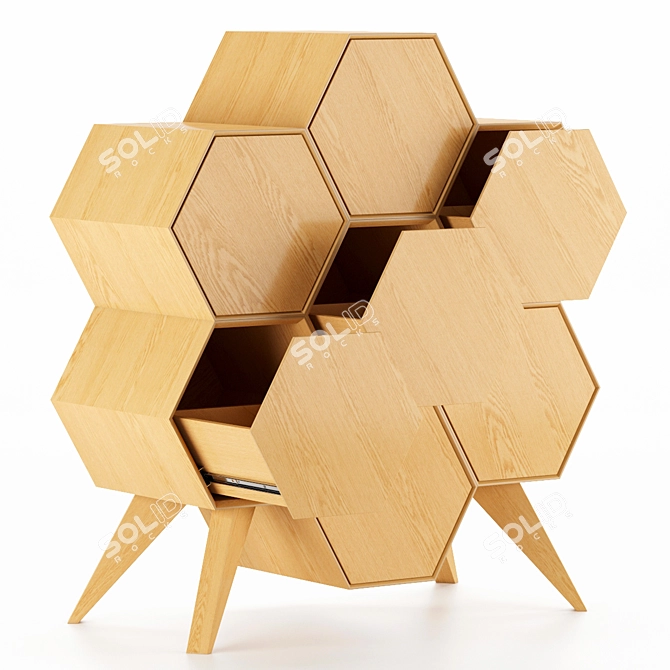 Honeycomb Chest: Stylish Storage Solution 3D model image 5